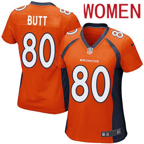 Women Denver Broncos #80 Jake Butt Nike Orange Game Player NFL Jersey